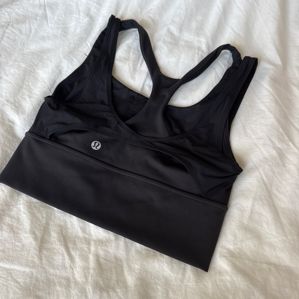 lululemon athletica Black Racerback Sports Bra with Logo